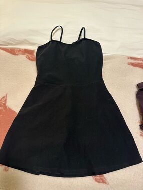 ALO Yoga Black Mini Slip Dress with Spaghetti Straps